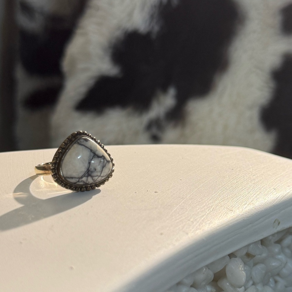 Genuine White Buffalo Turquoise Ring